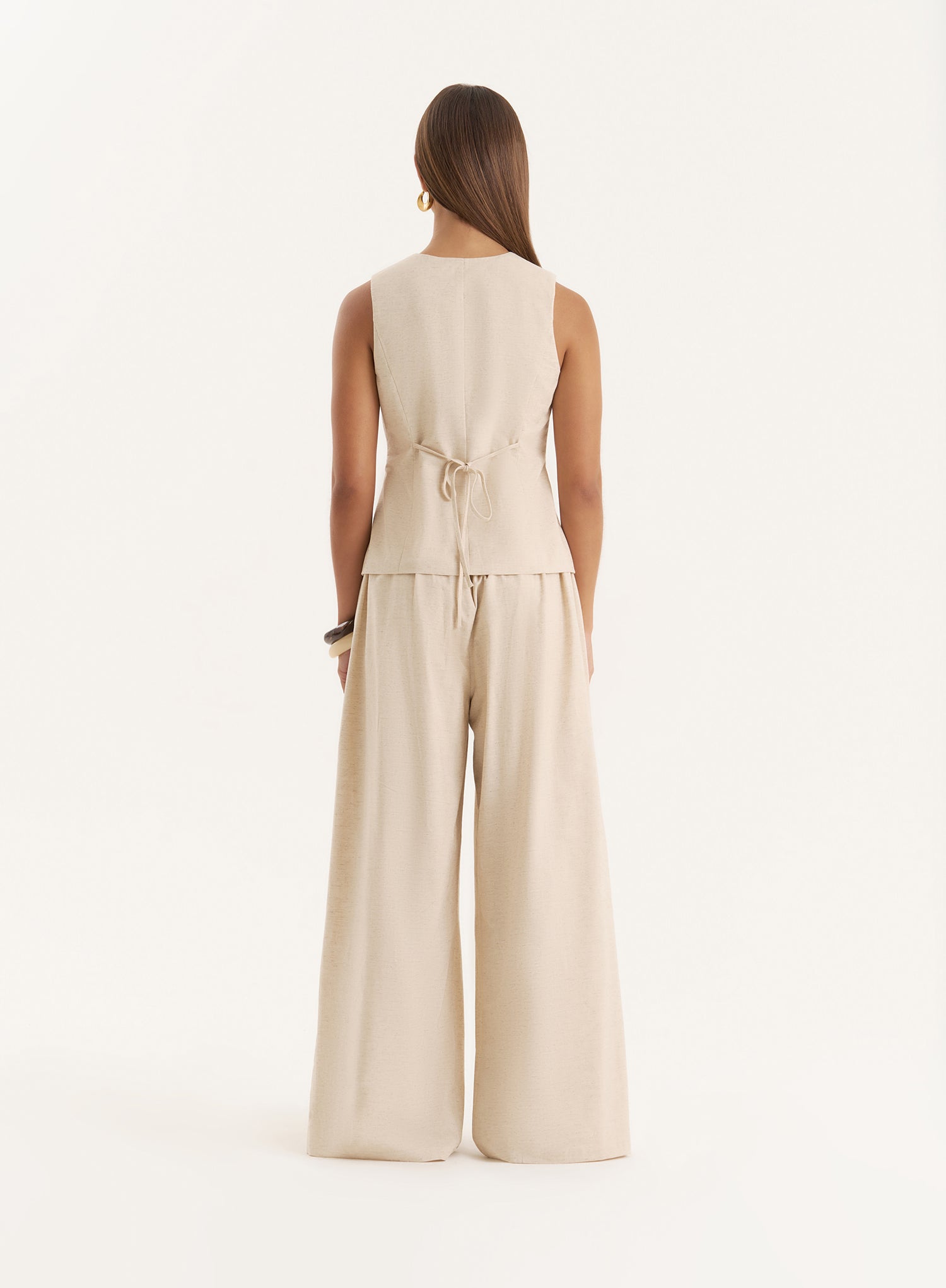 Beige Linen Blend Waistcoat